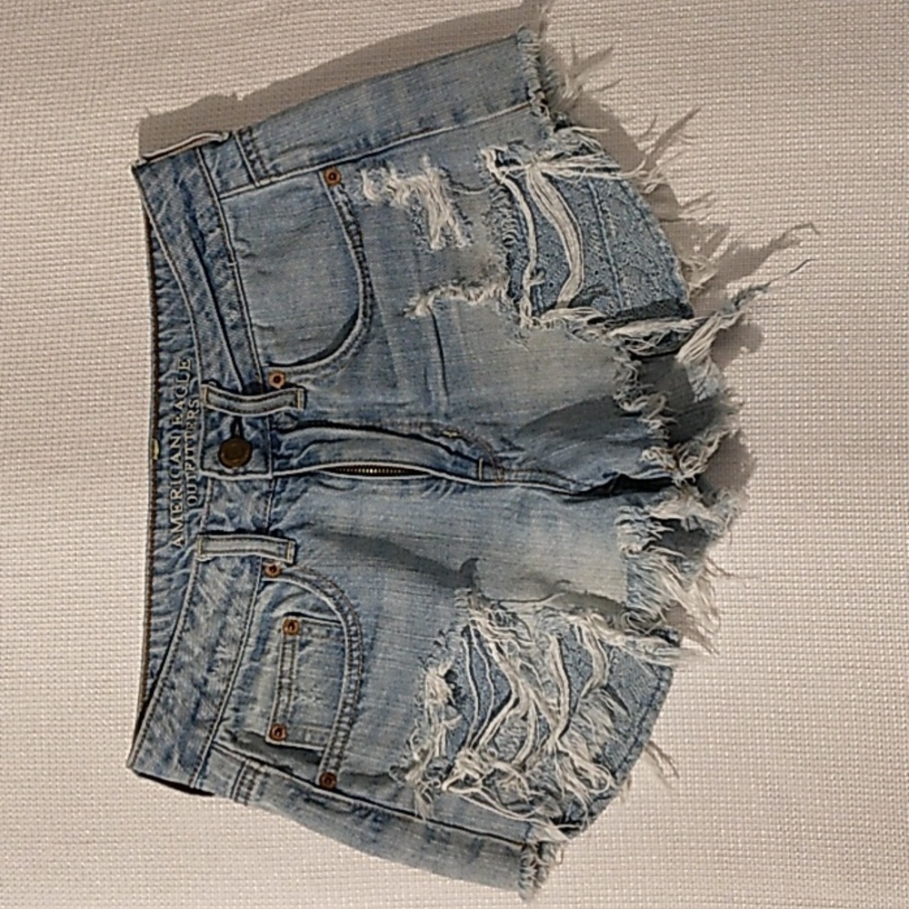 American Eagle Outfitters‎ Size 4 Hi Rise Festival Jean Shorts Shredded Denim